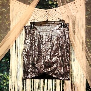 Silver Sequin Mini Skirt